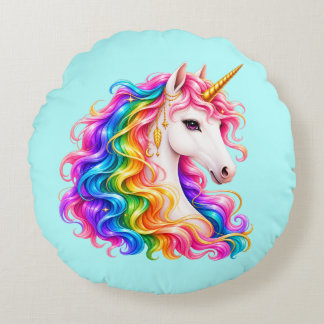 Rainbow Unicorn Round Cushion