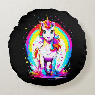 Rainbow unicorn round cushion
