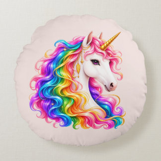 Rainbow Unicorn Round Cushion