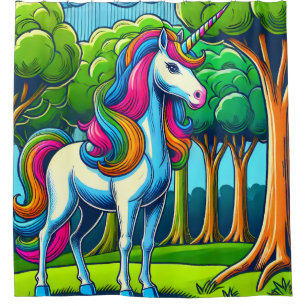 Rainbow Unicorn Shower Curtain