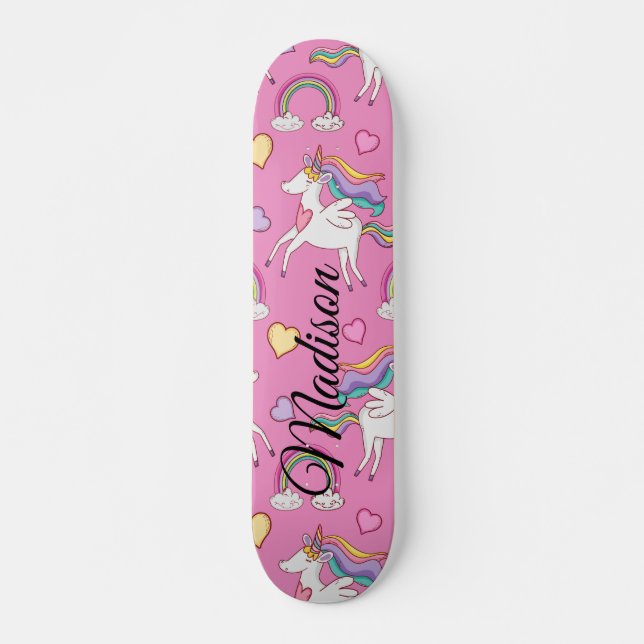 Rainbow unicorn  skateboard (Front)