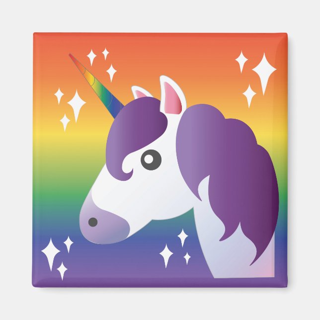 Rainbow Unicorn Sparkle Emoji Magnet (Front)
