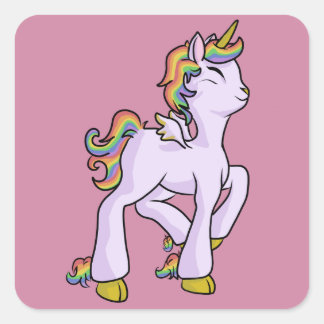 Rainbow Unicorn! Square Sticker