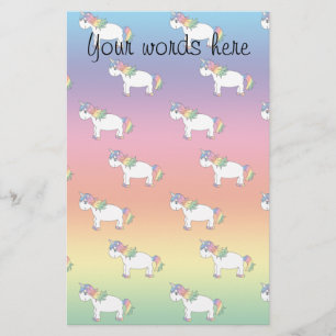 Rainbow unicorn stationery