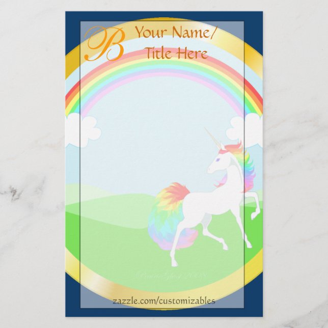 Rainbow Unicorn Stationery (Front)