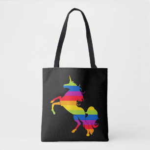 Rainbow Unicorn Stripes Colorful Tote Bag