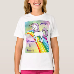 Rainbow & Unicorn T-Shirt Girls Shirt Personalise