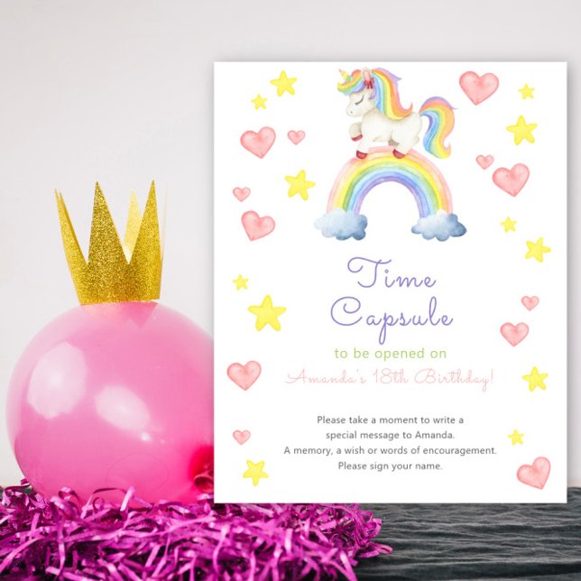 Rainbow Unicorn - Time Capsule 1st birthday Poster (Creator Uploaded)