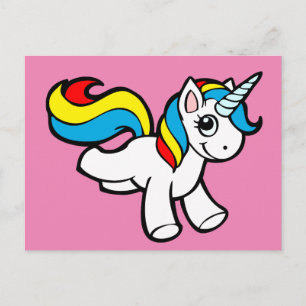 Rainbow unicorn toon postcard