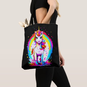 Rainbow unicorn tote bag