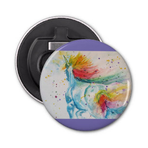 Rainbow Unicorn unicorns art Watercolour Bottle Opener