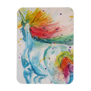 Rainbow Unicorn unicorns art Watercolour Magnet