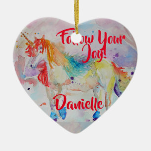 Rainbow Unicorn Watercolor Childs Name Decoration
