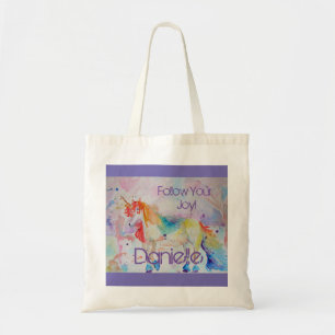 Rainbow Unicorn Watercolor Purple Cute Kids Tote Bag