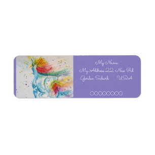 Rainbow Unicorn Watercolour Return Address Labels