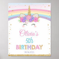 Rainbow Unicorn Welcome Sign Birthday Party Decor
