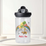 Rainbow Unicorn with Balloon Monogram Name   Water Bottle<br><div class="desc">This design may be personalised by choosing the Edit Design option. You may also transfer onto other items. Contact me at colorflowcreations@gmail.com or use the chat option at the top of the page if you wish to have this design on another product or need assistance. See more of my designs...</div>