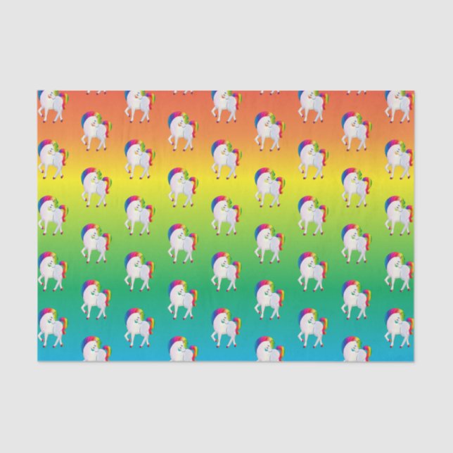 Rainbow Unicorn with Colourful Background Tissue Paper (Front)