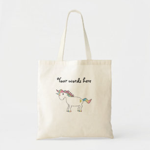 Rainbow unicorn with gold hearts tote bag