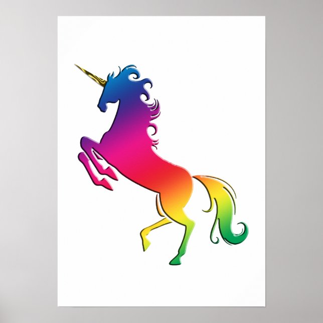 Rainbow Unicorn with Gold Horn Poster (Front)