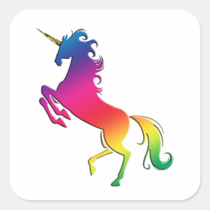 Rainbow Unicorn with Gold Horn Square Sticker