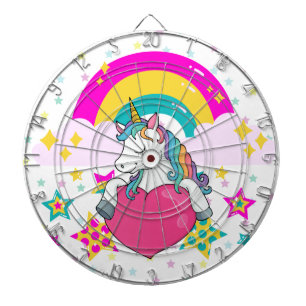 Rainbow Unicorn with Stars Dartboard