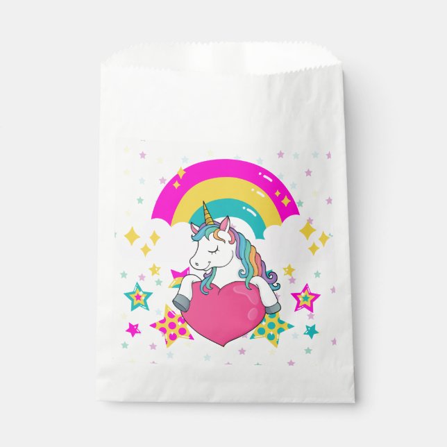 Rainbow Unicorn with Stars    Favour Bag (Front)