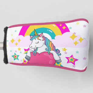 Rainbow Unicorn with Stars  Golf Head Cover