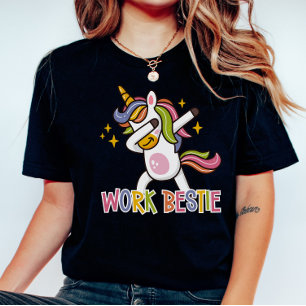 Rainbow Unicorn Work Bestie Emotional Support  T-Shirt