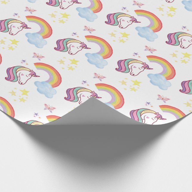 Rainbow & Unicorn Wrapping Paper Gift Wrap (Corner)