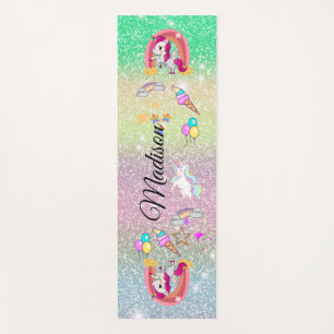 Rainbow unicorn   yoga mat