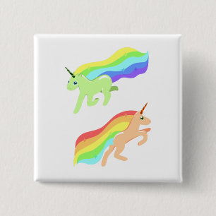 Rainbow Unicorns 15 Cm Square Badge