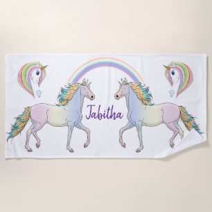 Rainbow Unicorns Beach Towel