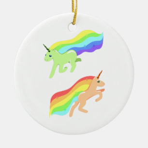 Rainbow Unicorns Ceramic Tree Decoration