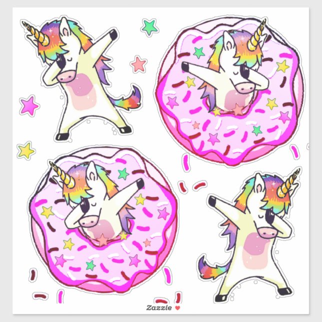 Rainbow Unicorns Dab Dance Doughnut Party (Sheet)