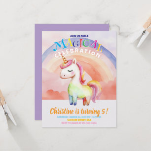 Rainbow Unicorns Flat Card