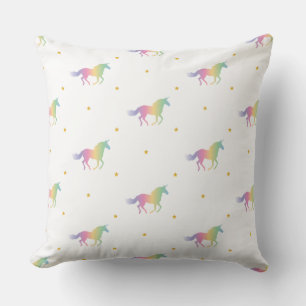 Rainbow Unicorns & Gold Stars Pattern Cushion