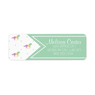 Rainbow Unicorns & Gold Stars Pattern Return Address Label