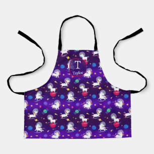 Rainbow Unicorns In Space Purple Ombre Apron