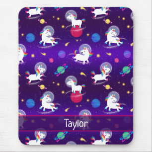 Rainbow Unicorns In Space Purple Ombre Mouse Pad