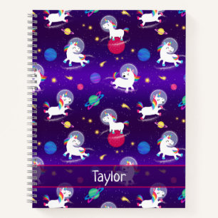 Rainbow Unicorns In Space Purple Ombre Notebook
