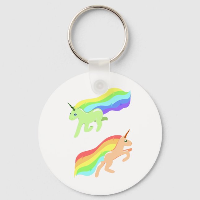 Rainbow Unicorns Key Ring (Front)