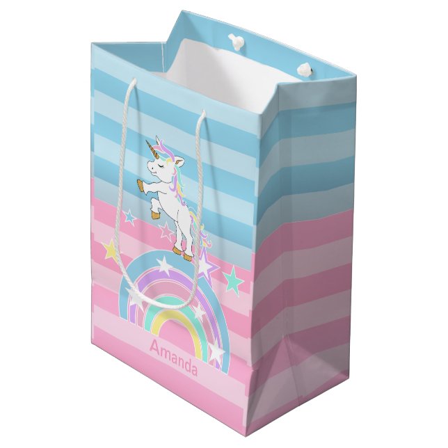 Rainbow Unicorns Medium Gift Bag (Front Angled)
