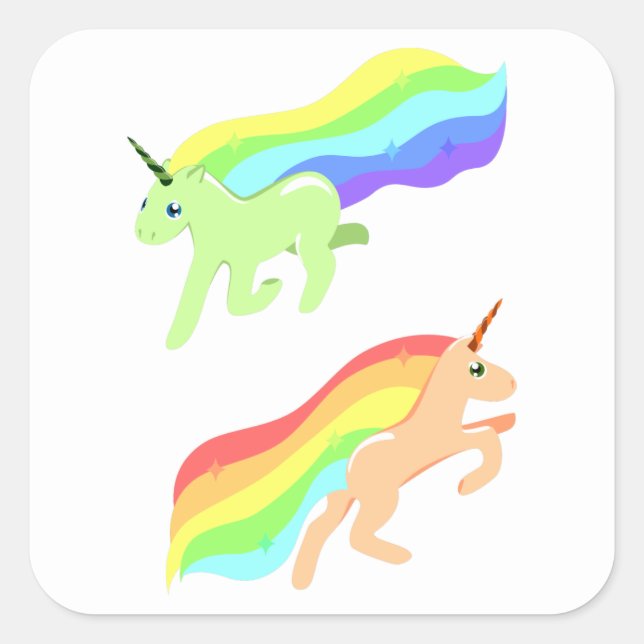 Rainbow Unicorns Square Sticker (Front)