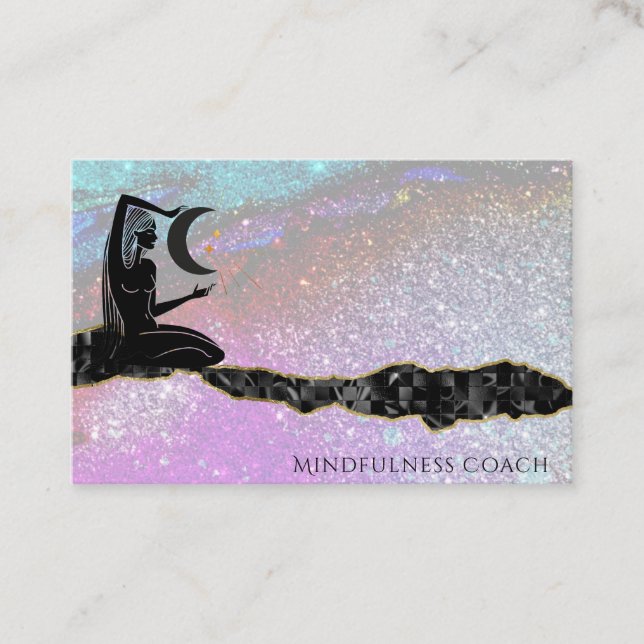*~* Rainbow Universe Glitter GODDESS Meditation  Business Card (Front)