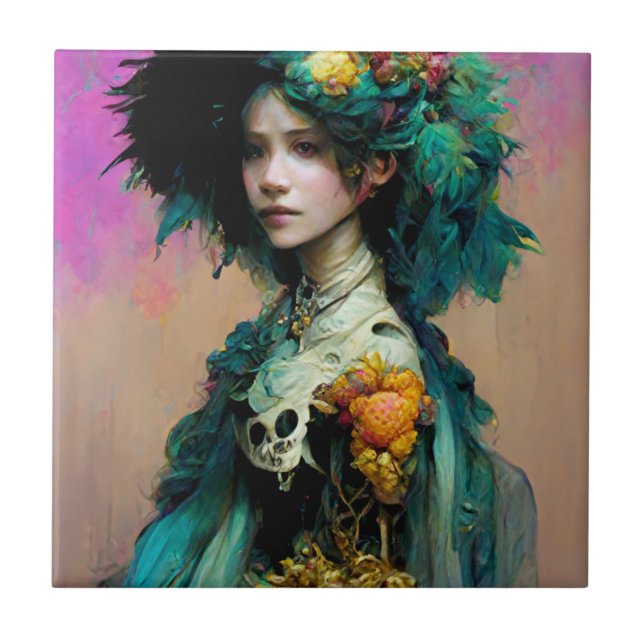 Rainbow Urchin 2 Fantasy Sci-Fi Ceramic Tile (Front)