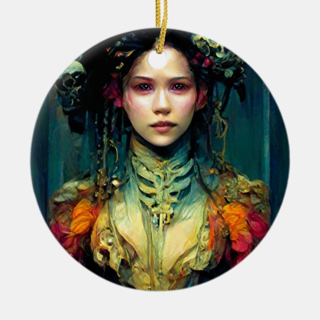 Rainbow Urchin Fantasy Sci-Fi Ceramic Ornament (Front)