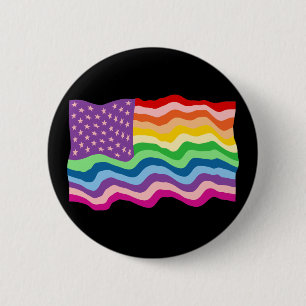 Rainbow US Flag 6 Cm Round Badge