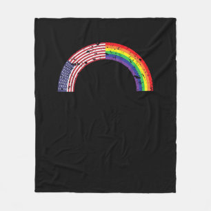 Rainbow USA Flag Gay Flag LGBT LGBTQ American Prid Fleece Blanket
