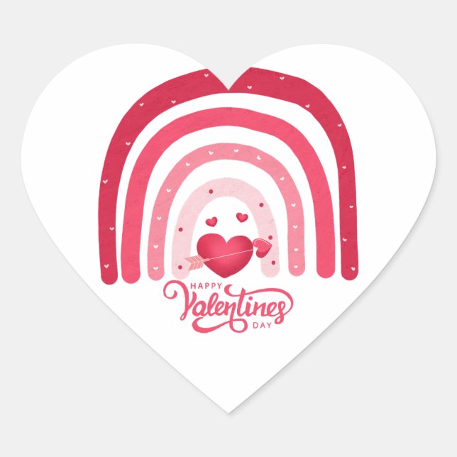 Rainbow Valentine Day  Heart Sticker (Front)